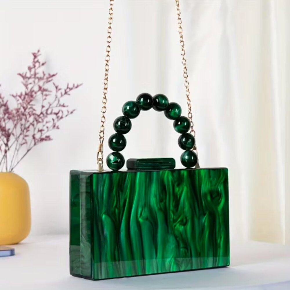 Elegant Acrylic Handbag/Crossbody (Green)